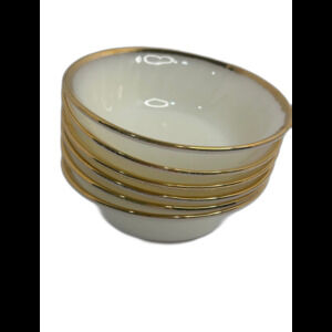 Vintage Fire King Milk Glass Berry Bowls Swirl Pattern (6) total.